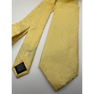 Paul Malone Palm Beach Mens Yellow Paisley Silk Necktie Hand Made
